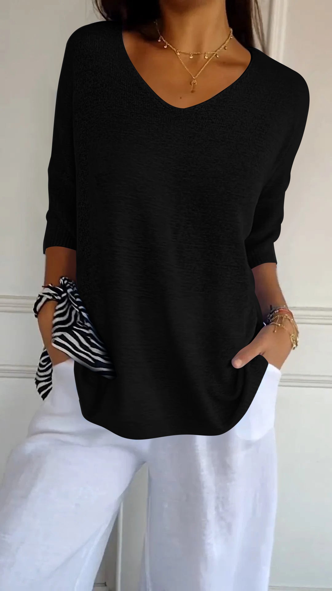 Timeless V-neck everyday casual top for women | Jill -12