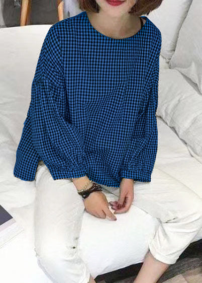 French Plaid Asymmetrical Blouse for Women | Mirelune