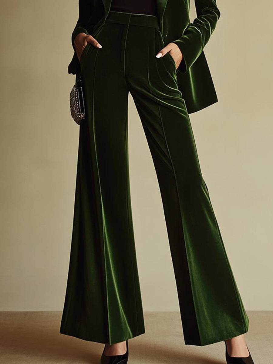 Retro velvet blazer and wide-leg pants set for Women | Verdessa