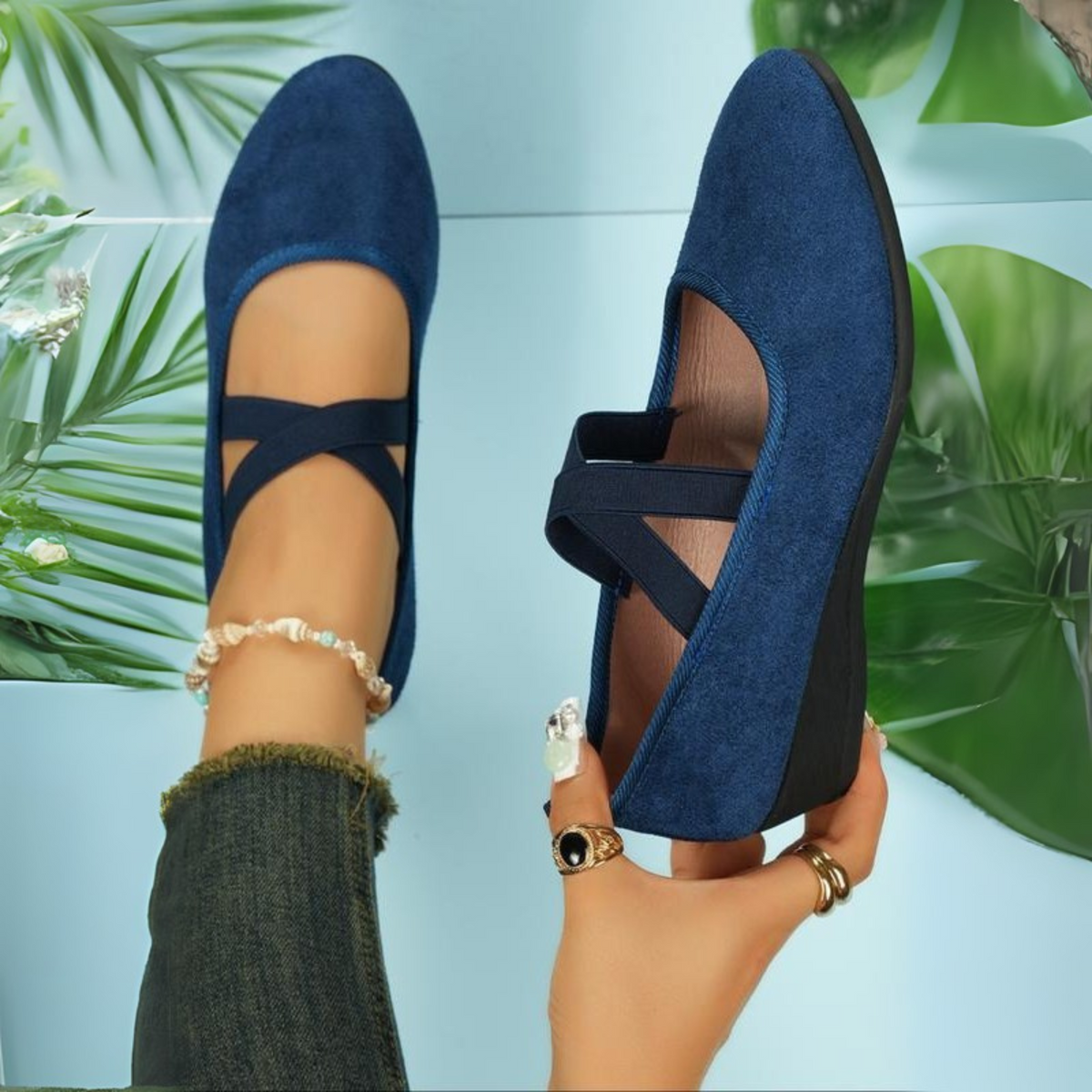 Comfy closed-toe wedge slip-on shoes for women | Angel -4