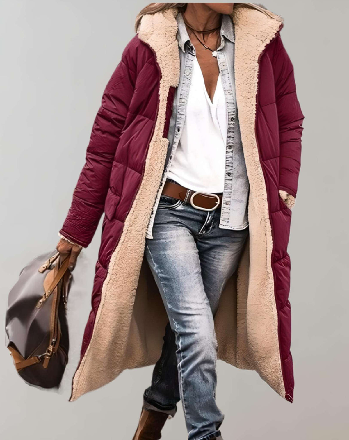 Full-length quilted hooded puffer coat for women | Aurora -7