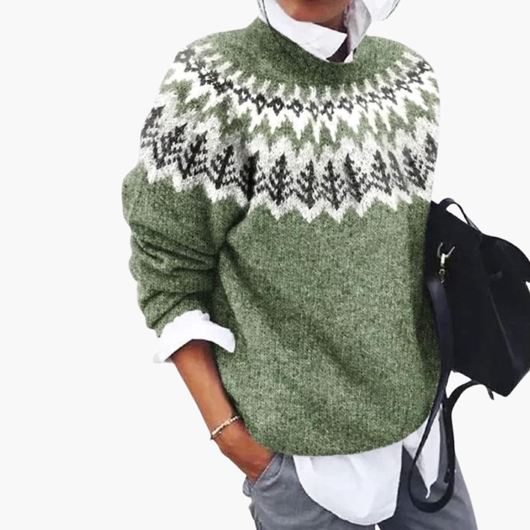 Ribbed round-neck knit everyday jumper for women | Elsin -1