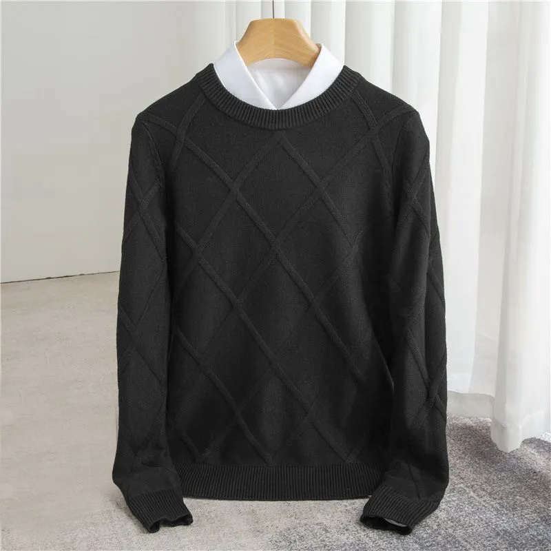 Argyle knit ribbed crew-neck jumper for men | Francois -7