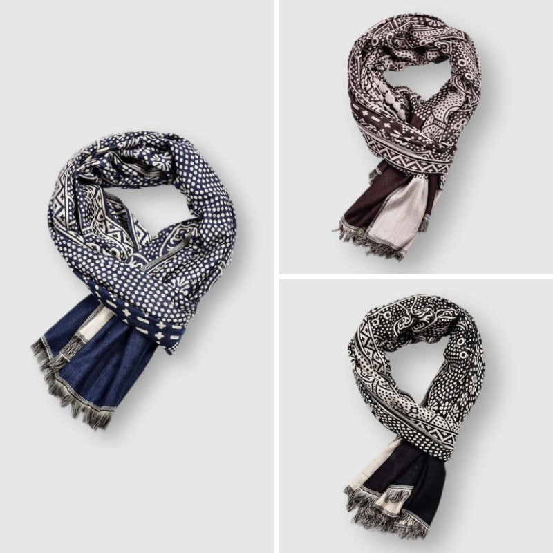 Lightweight patterned everyday long scarf for men | Francois Elan -5