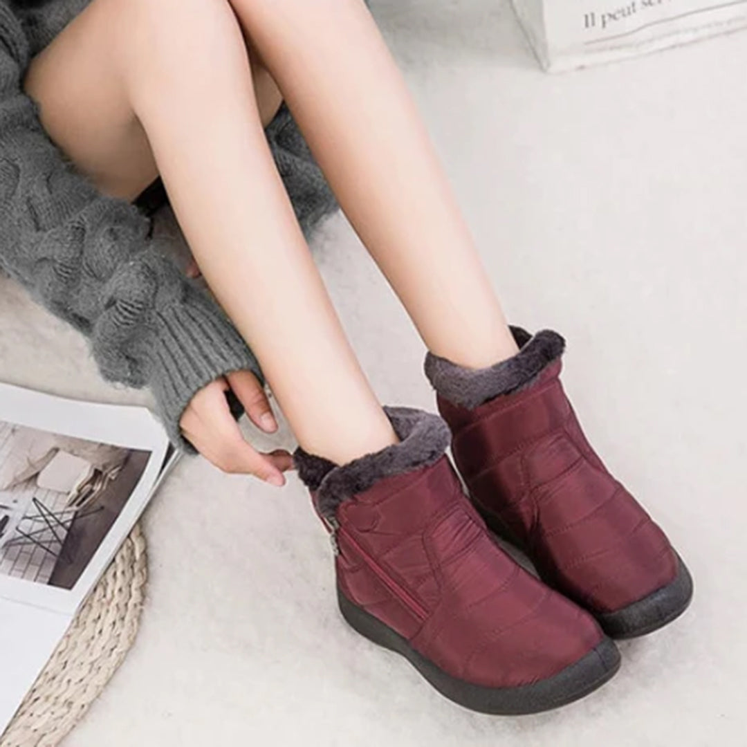 Elowen | Women's Faux Fur Lined Snow Boots with Side Zip