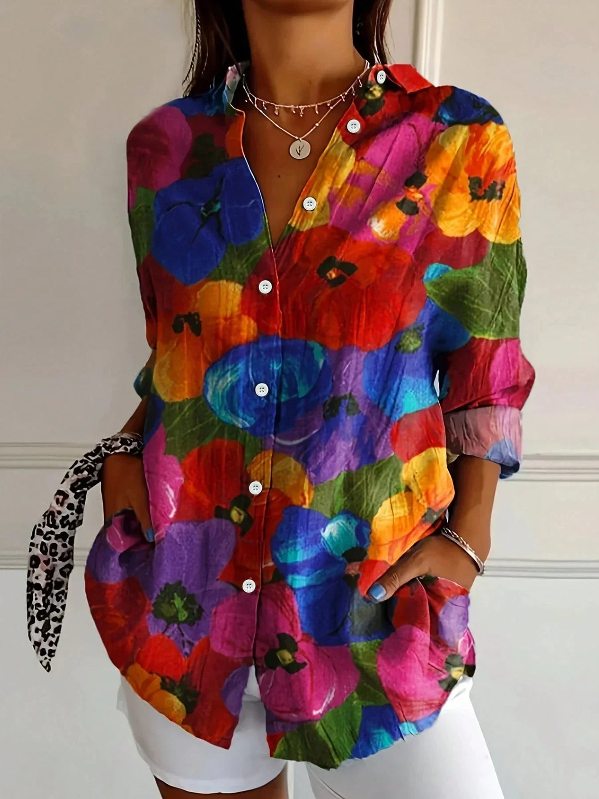 Colourful patterned everyday blouse for women | Andie -6