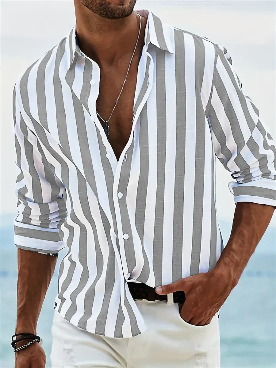 Light striped relaxed summer shirt for men | James Air -6