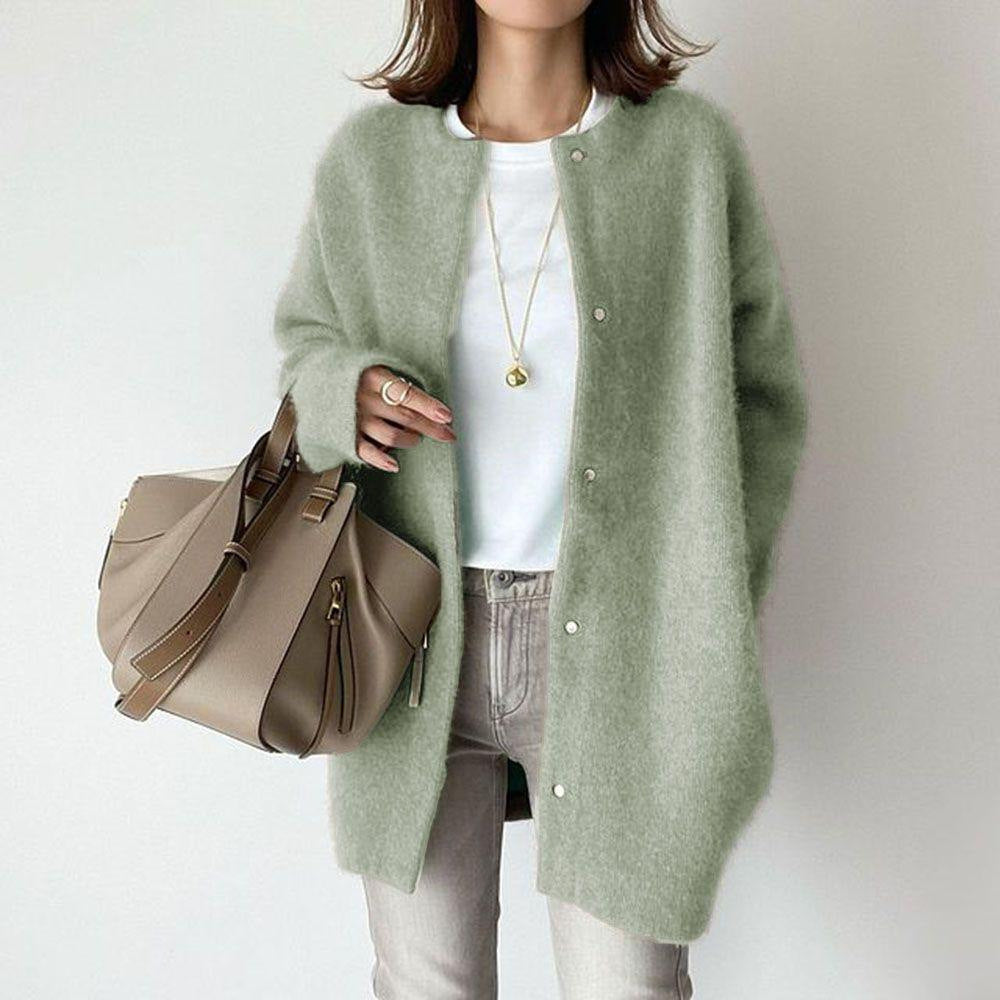 Relaxed textured longline cardigan with pockets for women | Sofia Amoretti -5