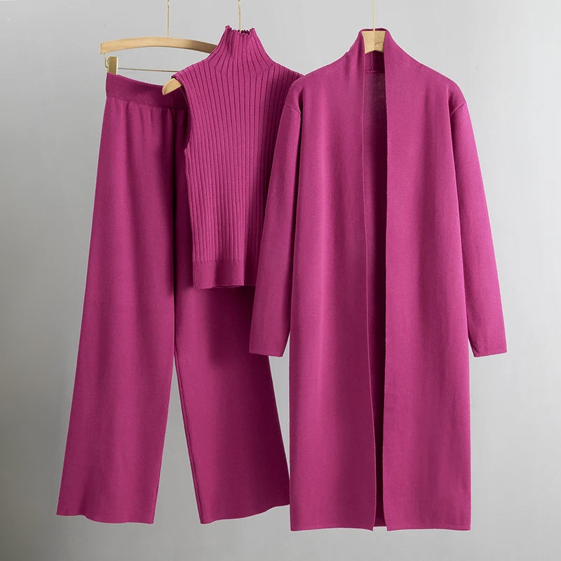 Three-piece sleeveless turtleneck wide-leg trouser set for women | Vicenza Valentina -4