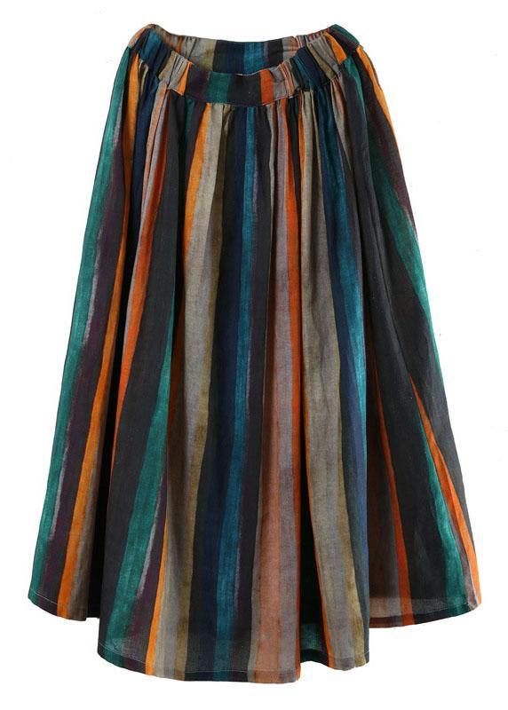 Striped A-Line Retro Print Skirt for Women | Elowen
