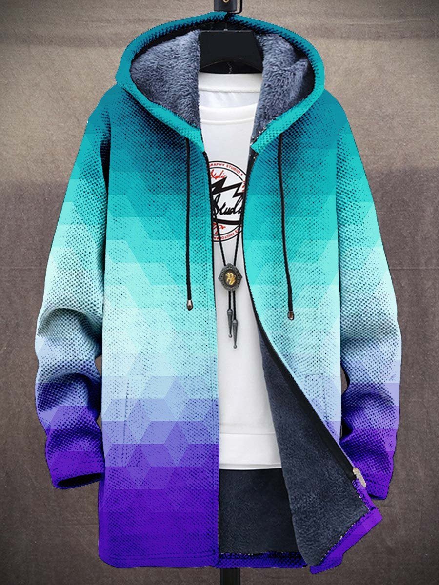 Artistic patterned relaxed long cardigan men| Yindi Aura
