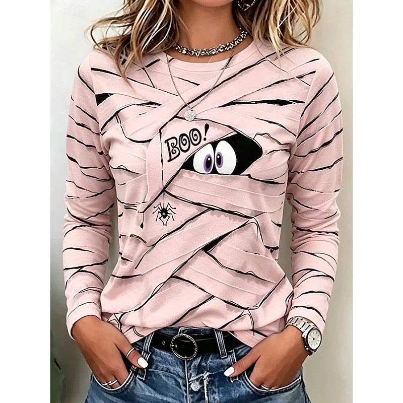Marveline | Women's Halloween Print Round Neck Top
