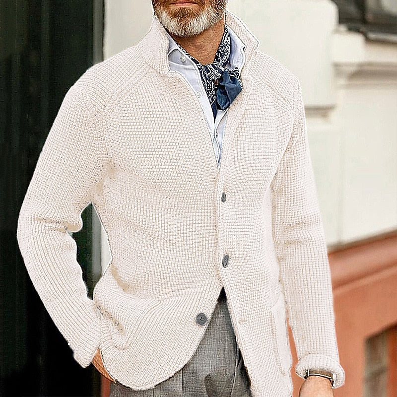 Everard | Men's Textured Stand Collar Cardigan
