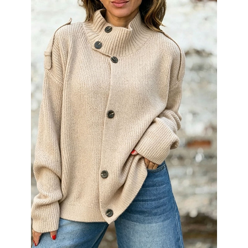 Fenwyth | Women's Buttoned Stand Collar Cardigan