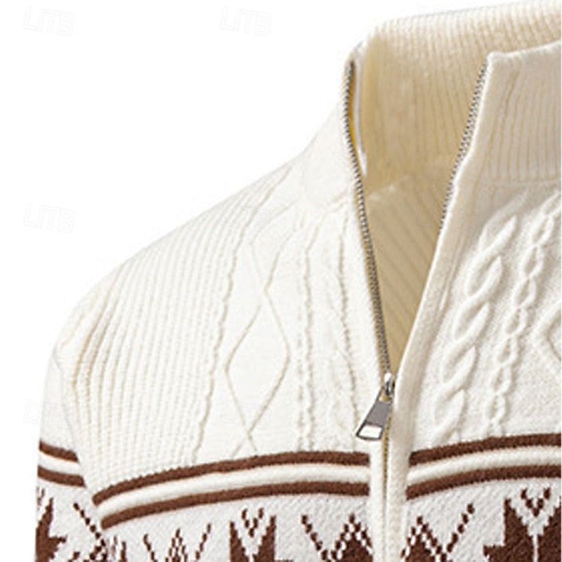 Halloran | Men's Fair Isle Zip Front Cardigan