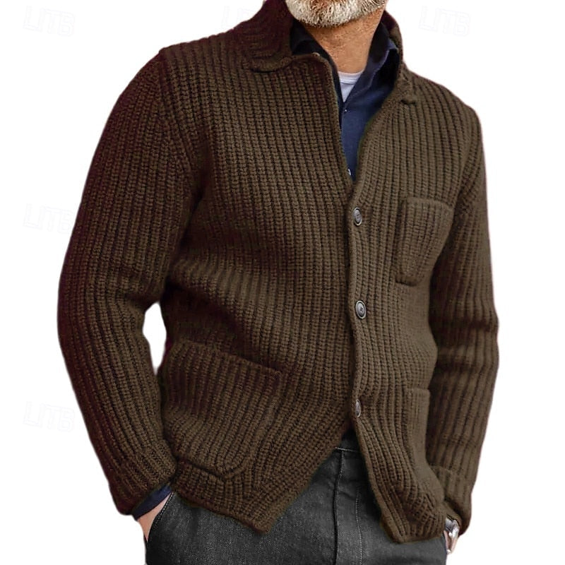 Corwin | Men's Ribbed Stand Collar Button Cardigan