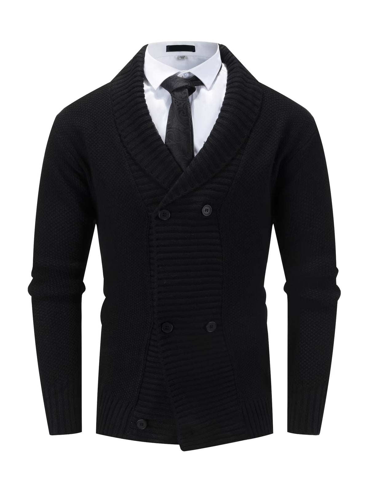 Marvella | Men's Double Breasted Lapel Cardigan Sweater