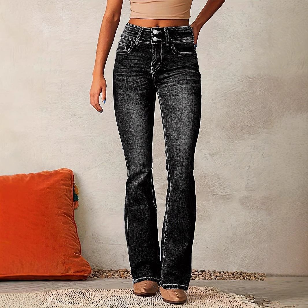 June | Women's High Waist Washed Bootcut Jean