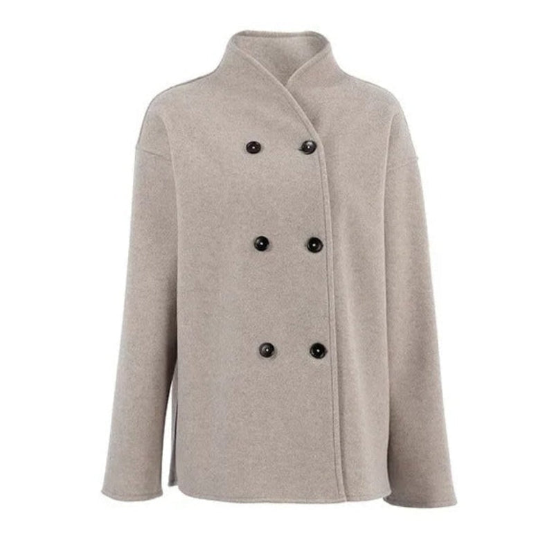 Margot | Women's Double Breasted Wool Jacket with Stand Collar