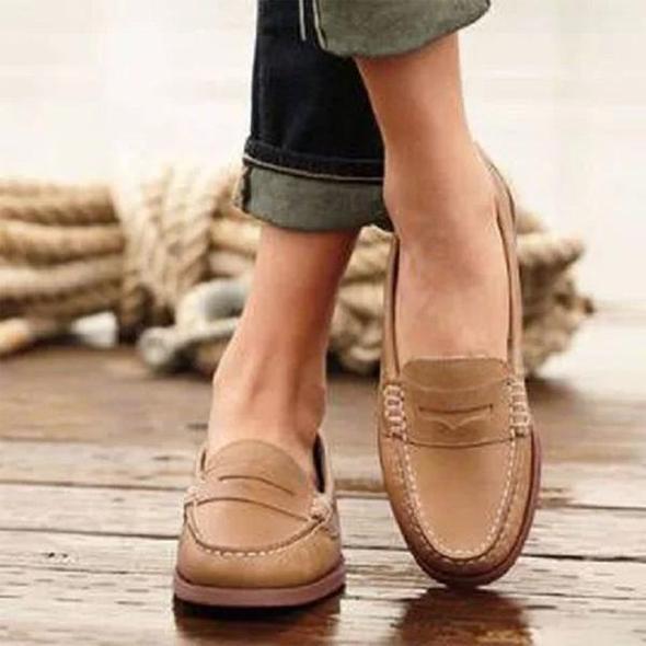 Colette | Women's Leather Penny Loafers with Moc Toe
