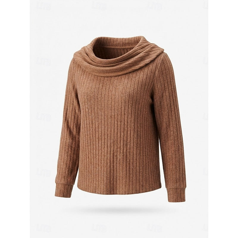 Marisande | Women's Cowl Neck Ribbed Top