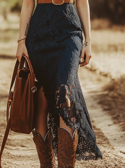 Bohemian lace sleeveless midi dress for Women | Azelina