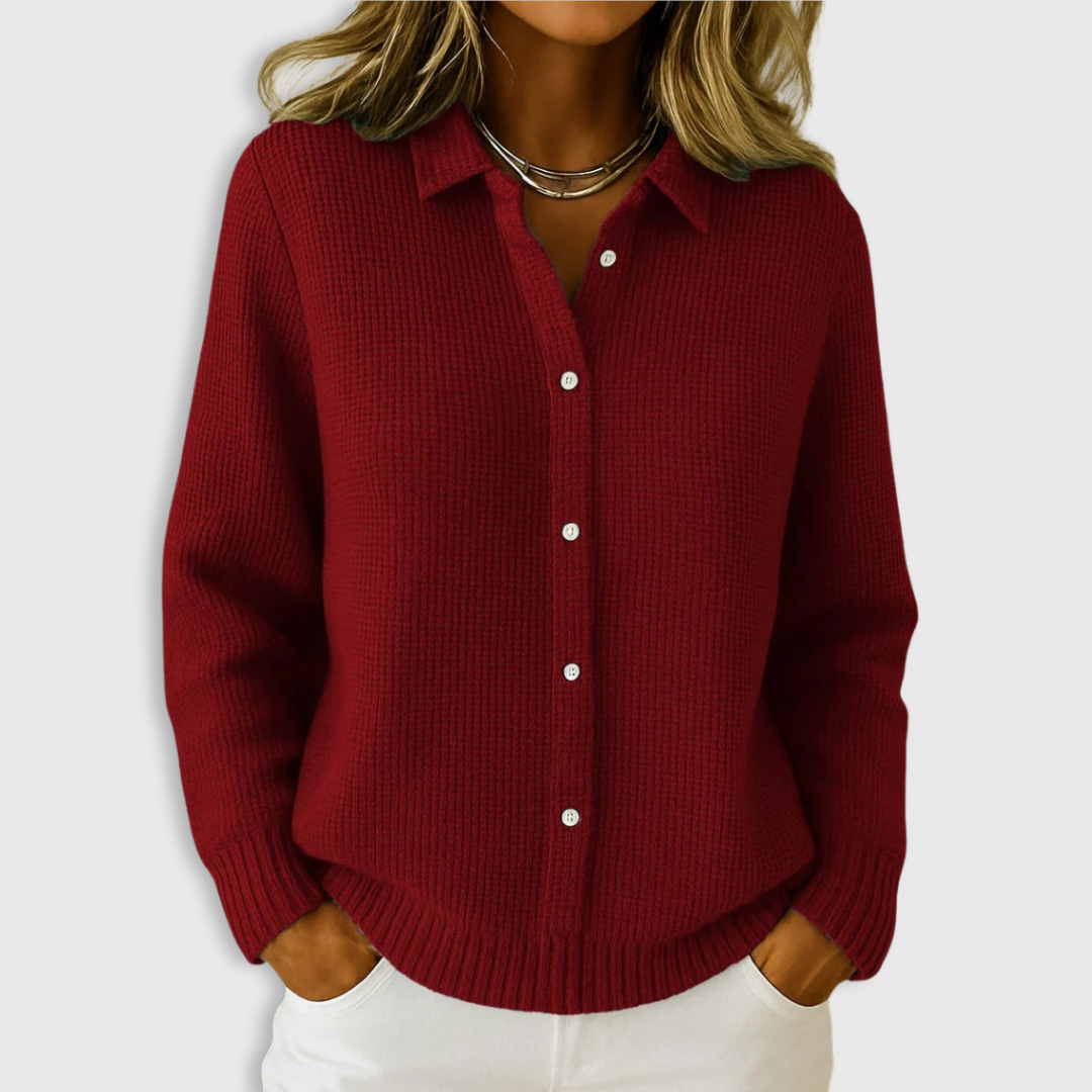 Classic knit button cardigan for women | Elaine -4
