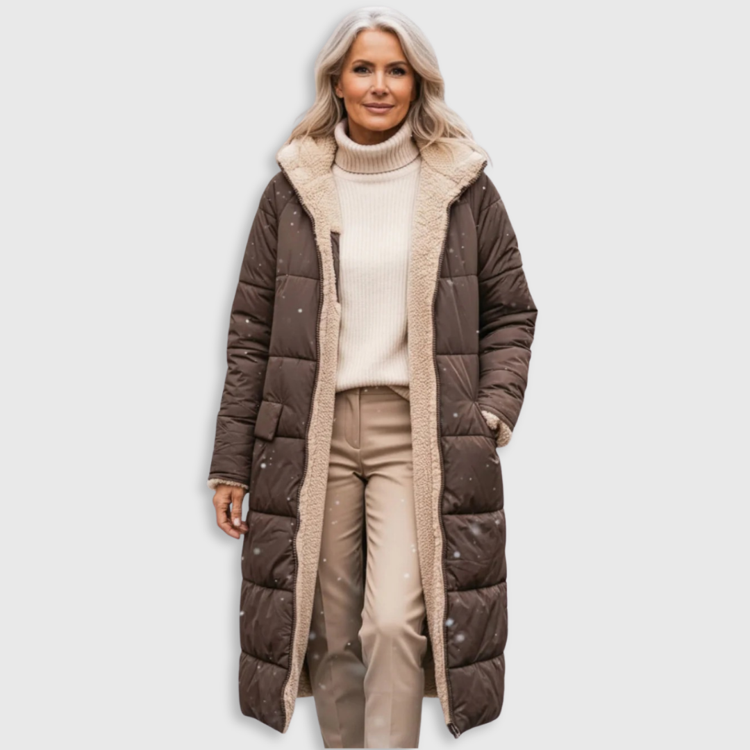 Cosy sherpa hooded winter coat for women | Eleanor -1