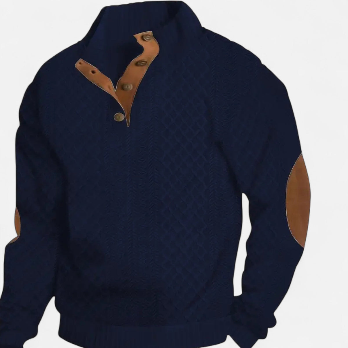 Zephyrine | Men's Textured Knit Button Collar Pullover