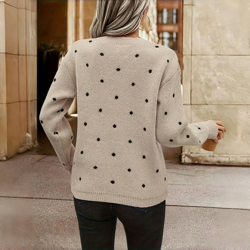 Polka dot cosy knit sweater for women | Lunette -8