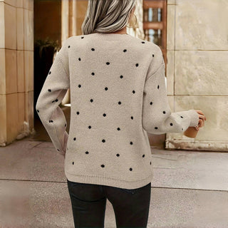 Polka dot cosy knit sweater for women | Lunette -8
