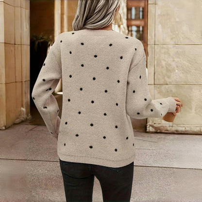 Polka dot cosy knit sweater for women | Lunette -8