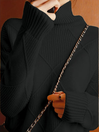 Mirelle | Women's Textured Turtleneck Diamond Knit Sweater