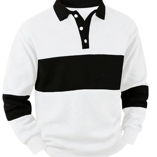 Calvren | Men's Color Block Long Sleeve Polo Shirt