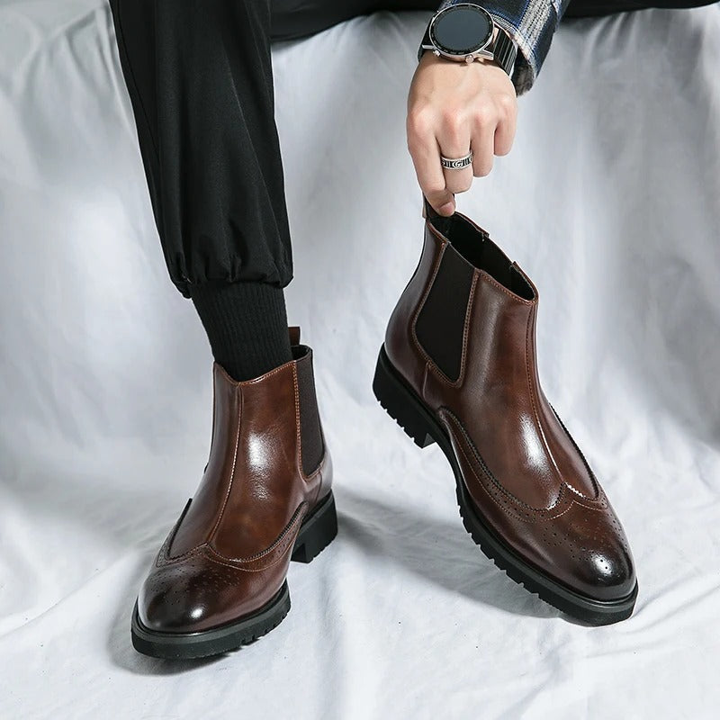 Genuine leather brogue-detail Chelsea boots for men | Alden -5