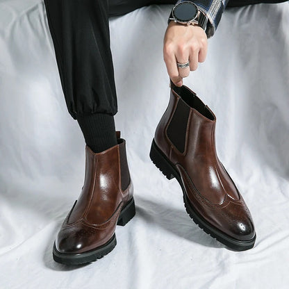 Genuine leather brogue-detail Chelsea boots for men | Alden -5