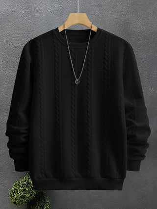 Alveron | Men's Textured Crew Neck Cable Knit Sweatshirt