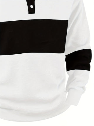 Calvren | Men's Color Block Long Sleeve Polo Shirt