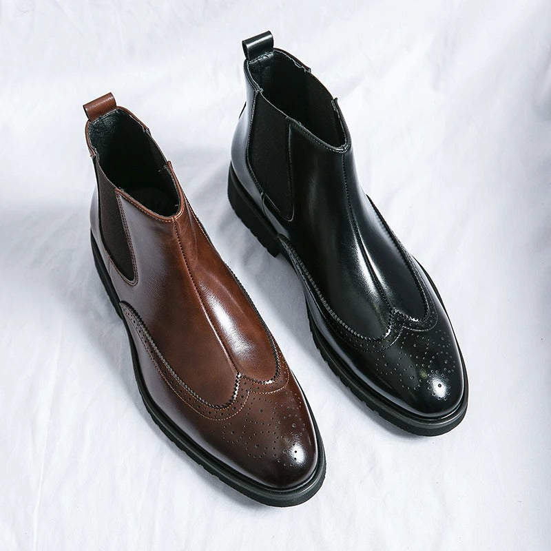 Genuine leather brogue-detail Chelsea boots for men | Alden -23
