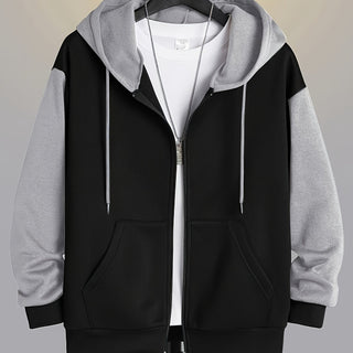 Dervan | Men's Color Block Full Zip Hooded Sweatshirt