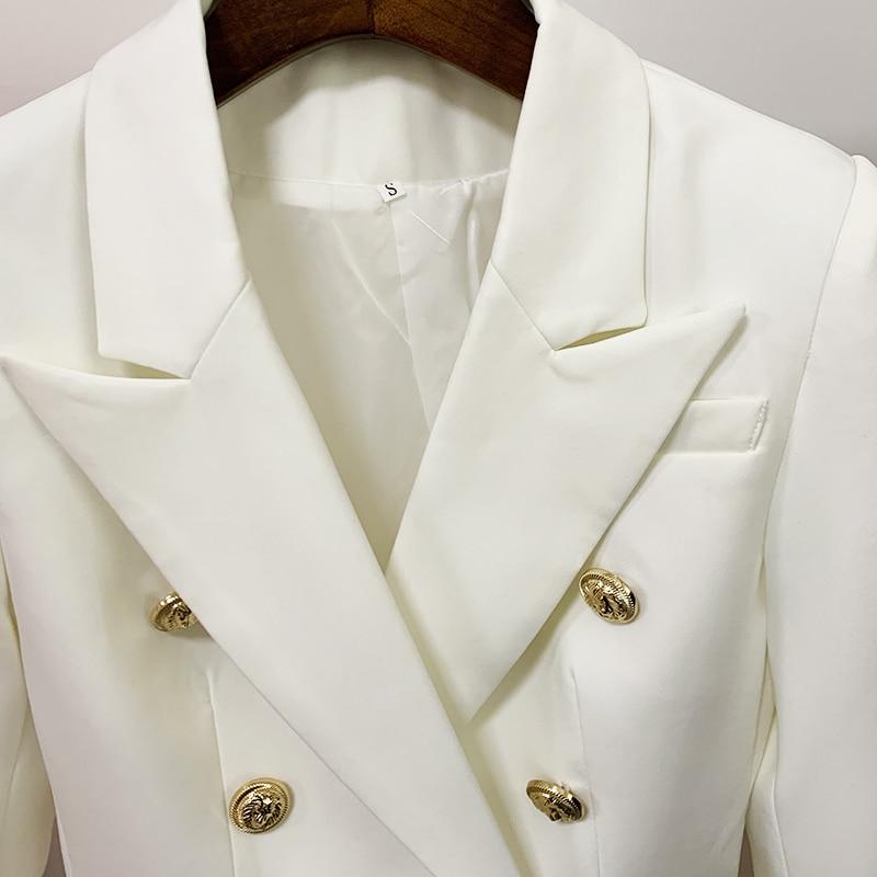 Double-breasted gold-button tailored blazer for women | Vivienne -8