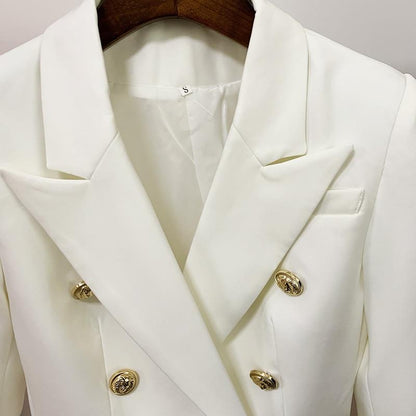 Double-breasted gold-button tailored blazer for women | Vivienne -8