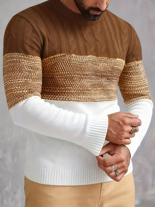 Valren | Men's Color Block Crew Neck Knit Sweater