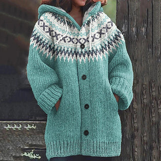 Nordic | Women's Hooded Fair Isle Knit Cardigan