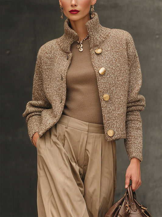 Elegant textured button-front knit jacket for Women | Josephine Vale