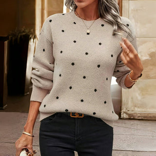 Polka dot knitted playful sweater for women | Nina -1