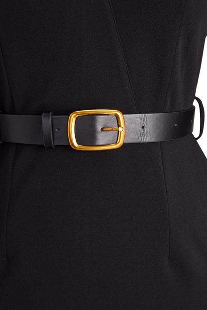 Belted mandarin-collar sheath dress for women | Arlisse -19