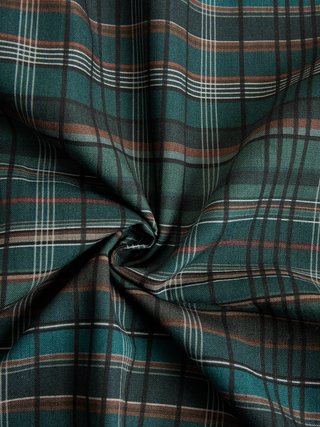 Plaid lapel shirt-style maxi dress for women | Plaidella -7