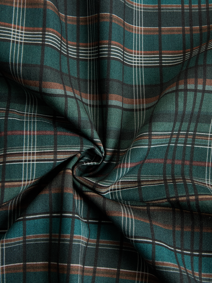 Plaid lapel shirt-style maxi dress for women | Plaidella -7