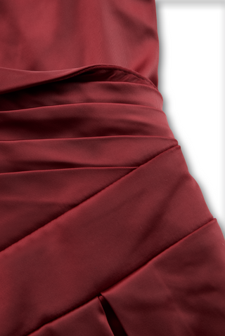 Vintage-inspired satin draped-collar midi dress for women | Velmira -11